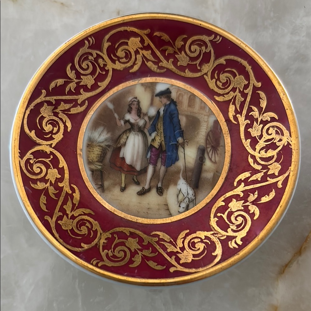 3” Guillen Elegant Red and Gold Porcelain Plate